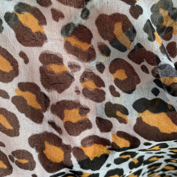 SOLD Blue Sheer Scarf Made in Italy Leopard Print - Picture 6 of 7